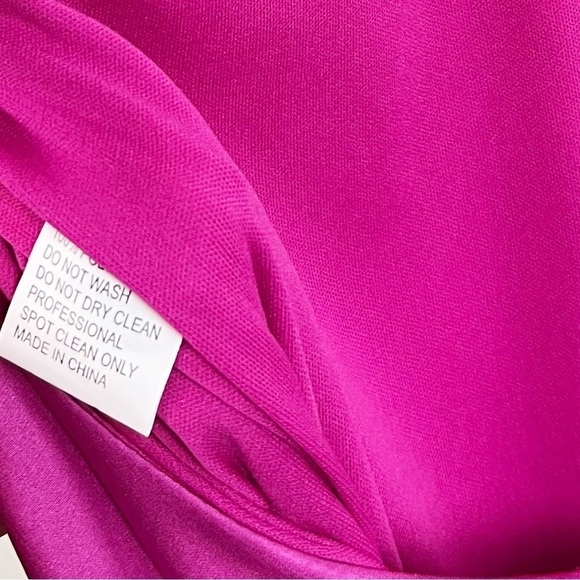 NWT Mac Duggal Embellished Satin Halter Sheath Maxi Gown in Pink - Picture 9 of 9